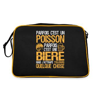 Parfois c'est un poisson, parfois c'est une biere - Sac Retro - noir/or - Dos