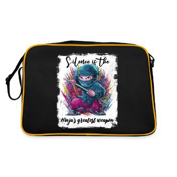 Silence is the Ninja's greatest weapon - Retro Bag - black/gold - Back