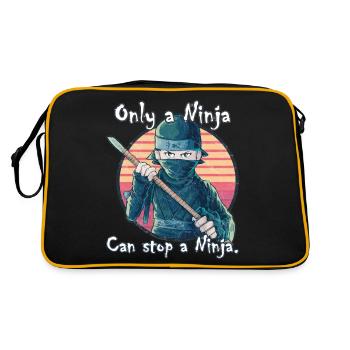 Nur ein Ninja kann einen Ninja aufhalten - Retro Tasche - Schwarz/Gold - Hinten
