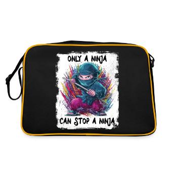 Nur ein Ninja kann einen Ninja aufhalten - Retro Tasche - Schwarz/Gold - Hinten