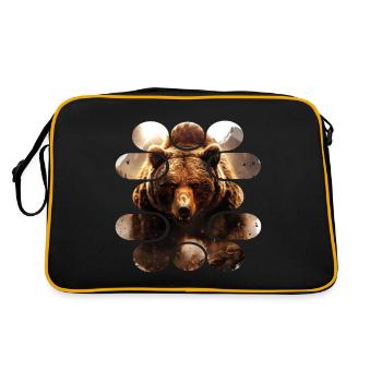 Grizzli maléfique. Nature, Aventure, Sauvage, Nature sauvage - Sac Retro - noir/or - Dos