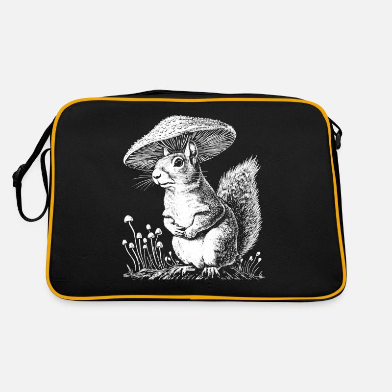 Eichhörnchen - Retro Tasche - Schwarz/Gold