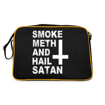 Smoke Meth Hail Satan Funny Satanic - Retro Bag - black/gold - Back