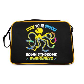 Down-Syndrom Bewusstsein Oktopus Rock Your Sock - Retro Tasche - Schwarz/Gold - Hinten