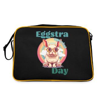 Osterhase Ostern Regenbogen funny Geschenk - Retro Tasche - Schwarz/Gold - Hinten