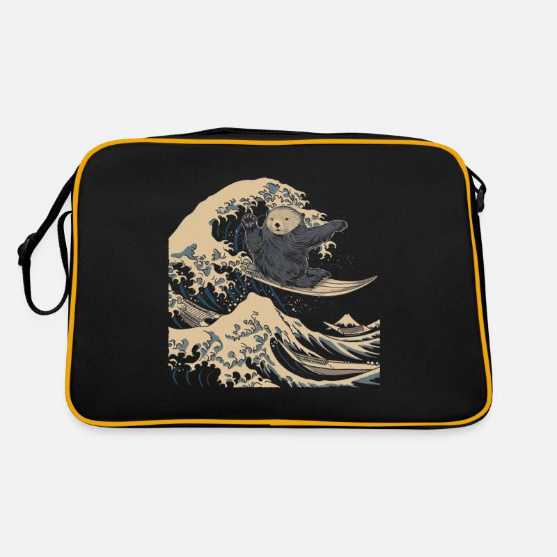 Otter Japanese Wave Surfer Funny Retro Bag
