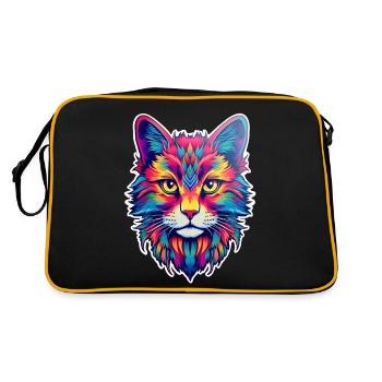 Chat psychédélique coloré illustré - Sac Retro - noir/or - Dos