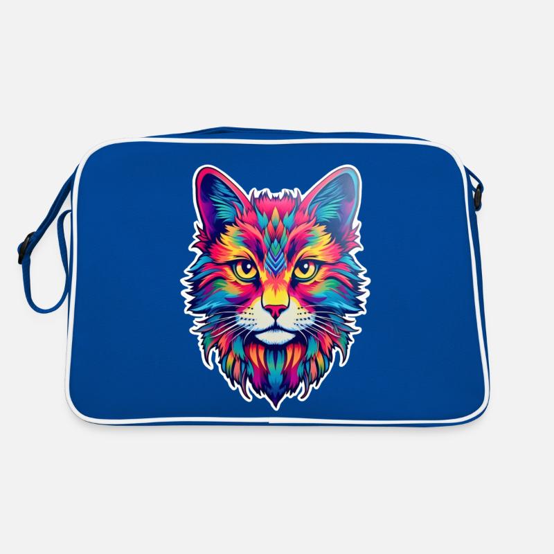 Chat psychédélique coloré illustré Sac Retro