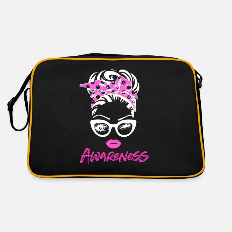 Sensibilisation au cancer du sein - Sac Retro - noir/or