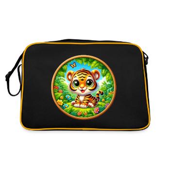 Tigre, Bébé Tigre - Sac Retro - noir/or - Dos