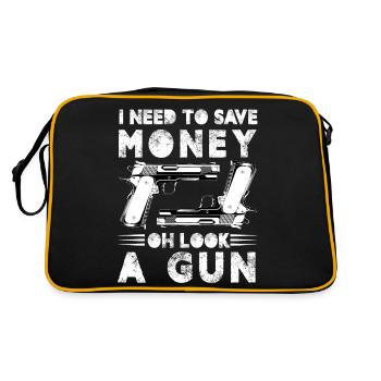 I need to save money Oh look a gun - Retro Tasche - Schwarz/Gold - Hinten