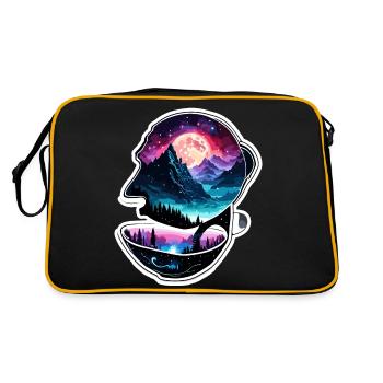 Silhouette / Forêt / Portrait / Arbres / Personne - Sac Retro - noir/or - Dos