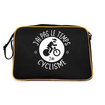 Ich habe keine Zeit, die ich habe Radfahren, Radfahren - Retro Tasche - Schwarz/Gold - Hinten
