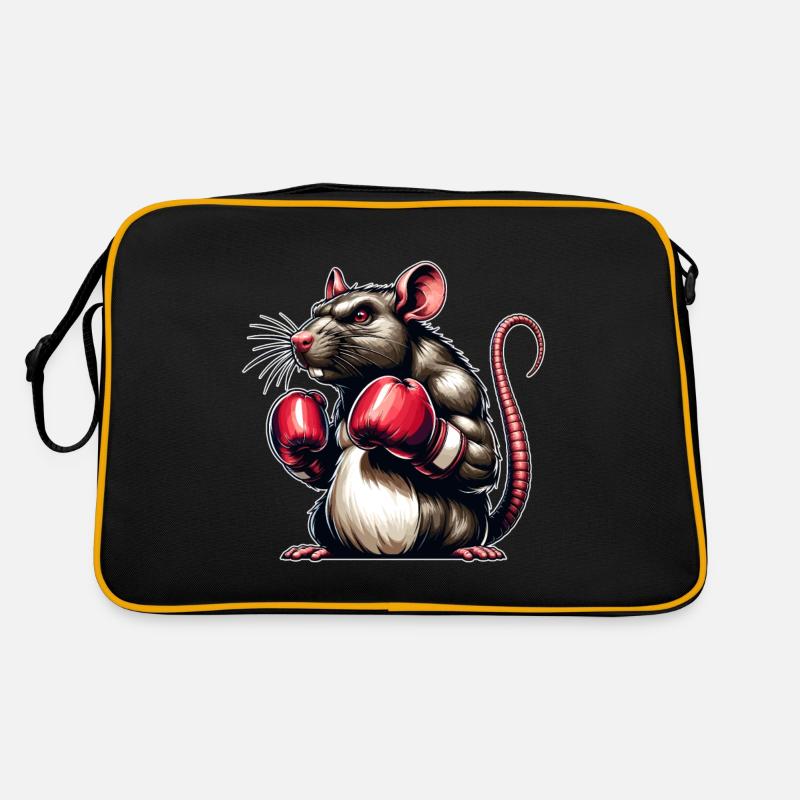 Ratte mit Boxhandschuhen, Ratten-Boxer Retro Tasche