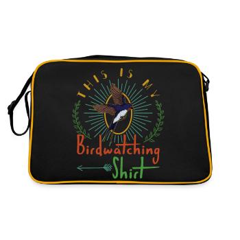This is my Birdwatching Shirt Rauchschwalbe - Retro Tasche - Schwarz/Gold - Hinten