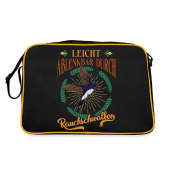 Leicht Ablenkbar Durch Rauchschwalben - Retro Tasche - Schwarz/Gold - Hinten