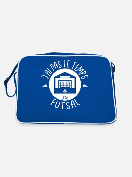 Ich habe keine Zeit, ich habe Futsal. Für Fußballbegeisterte - Retro Tasche - Blau/Weiß - Hinten