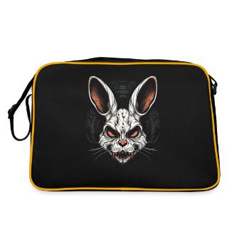 Gruseliger Totenkopf Böser Hase Horror Hase - Retro Tasche - Schwarz/Gold - Hinten