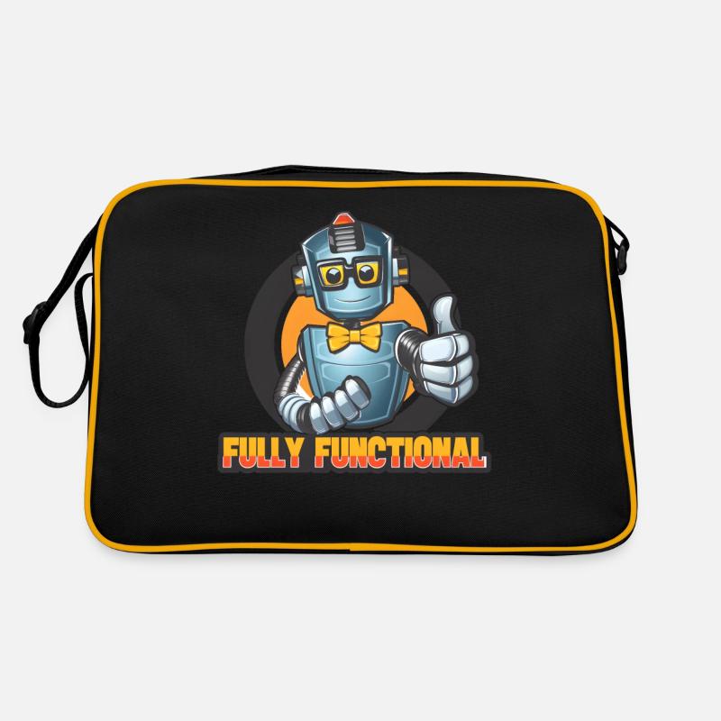 Robot with Bowtie & Glasses Thumbs-Up Tee Design Retro Bag