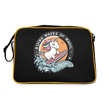 Unicorn Surfing: Riding Waves of Magic! Art Design - Retro Bag - black/gold - Back