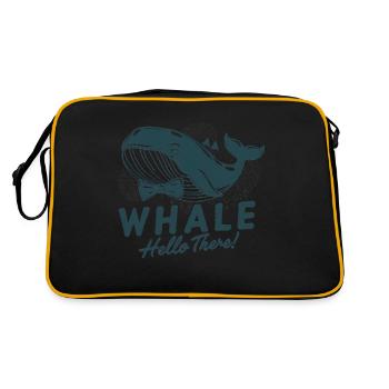 Stilvoller Bowtie Wal Kunstdruck - Whale Hello There - Retro Tasche - Schwarz/Gold - Hinten