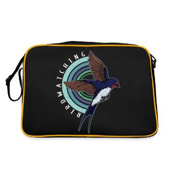 Birdwatching Rauchschwalbe Österreich Vogel - Retro Tasche - Schwarz/Gold - Hinten