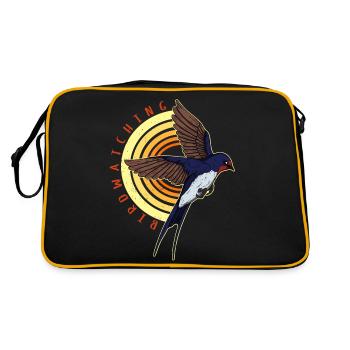 Birdwatching Rauchschwalbe Österreich Vogel - Retro Tasche - Schwarz/Gold - Hinten