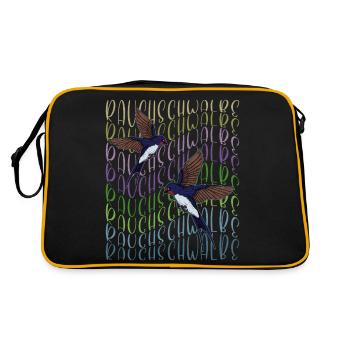 Rauchschwalbe Retro Österreich Vogel - Retro Tasche - Schwarz/Gold - Hinten