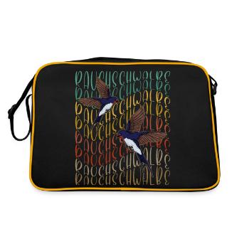 Rauchschwalbe Retro Österreich Vogel - Retro Tasche - Schwarz/Gold - Hinten