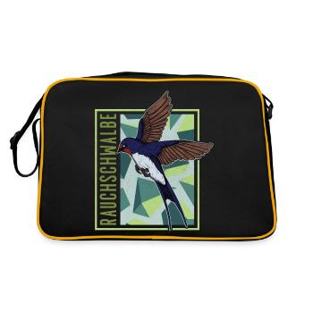 Rauchschwalbe Retro Malen Österreich Vogel - Retro Tasche - Schwarz/Gold - Hinten
