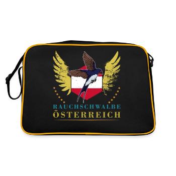 Rauchschwalbe Österreich Vogel Flagge - Retro Tasche - Schwarz/Gold - Hinten