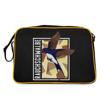 Rauchschwalbe Retro Malen Österreich Vogel - Retro Tasche - Schwarz/Gold - Hinten