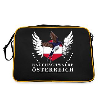 Rauchschwalbe Österreich Vogel Flagge - Retro Tasche - Schwarz/Gold - Hinten