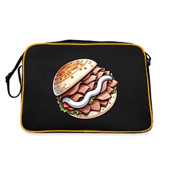 Döner in Comicstyle - Retro Tasche - Schwarz/Gold - Hinten