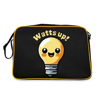 Watts Up Mignon Ampoule Électrique Dessin Animé Jeu De Mots - Sac Retro - noir/or - Dos