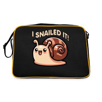 I Snailed It Funny Snail Pun Cute For Kids - Retro Bag - black/gold - Back