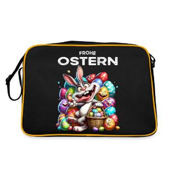 Easter Bunny Funny Bunny Easter Eggs Happy Easter - Retro Bag - black/gold - Back