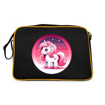 Einhorn in rosa Comicstyle - Retro Tasche - Schwarz/Gold - Hinten