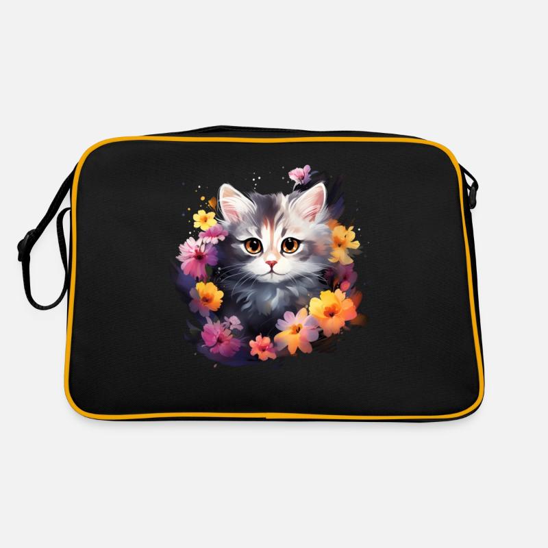 Chat Fleurs Drôle Cadeau Sac Retro