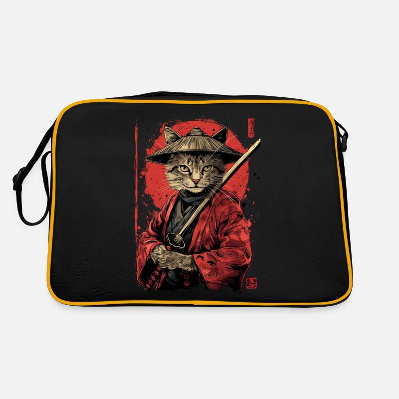 Chat samouraï drôle cadeau Sac Retro