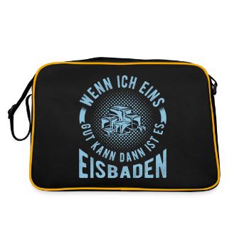 Eisbaden Spruch Eisschwimmer Sonnenbaden Eisbader - Retro Tasche - Schwarz/Gold - Hinten