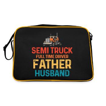 Sattelschlepper Vollzeitfahrer Vater Ehemann - Retro Tasche - Schwarz/Gold - Hinten