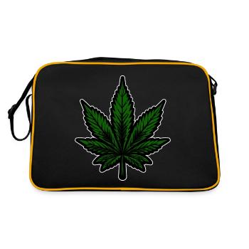 Hemp, Cannabis, Weed, Babak, Bobaz, Cannabis Leaf - Retro Bag - black/gold - Back