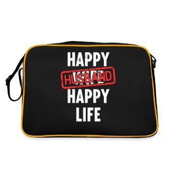 Femme heureuse mari vie heureuse LGBTQ devenu gay - Sac Retro - noir/or - Dos