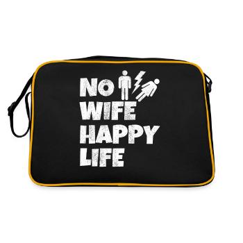 Pas De Femme Vie Heureuse Épouses Mariée Marié Mariage - Sac Retro - noir/or - Dos