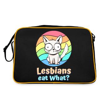 Lesbians Eat What Cat Funny Humor Pun LGBTQ Pride - Retro Bag - black/gold - Back