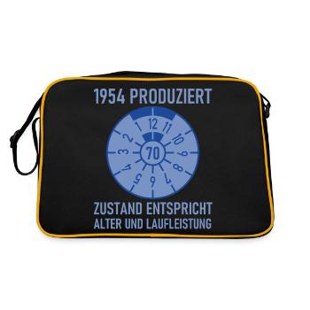 HU Zustand entspricht Alter und Laufleistung Auto - Retro Tasche - Schwarz/Gold - Hinten