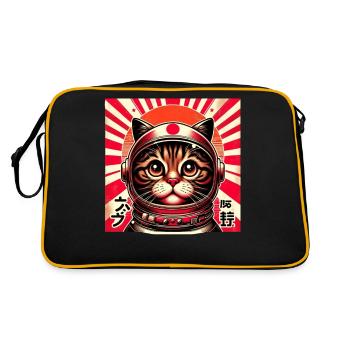 Vintage Japanese Kitten Retro Cute Sunset - Retro Tasche - Schwarz/Gold - Hinten