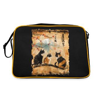 Mt. Fuji Kitten Papyrus Scroll Retro - Retro Bag - black/gold - Back