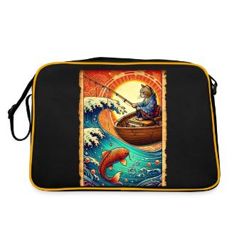 Japanese Carp Fisherman Kitten Retro Papyrus - Retro Bag - black/gold - Back